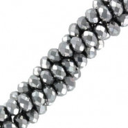 Top Glas Facett Glasschliffperlen 3x2mm rondellen - Dark Silver-pearl shine coating